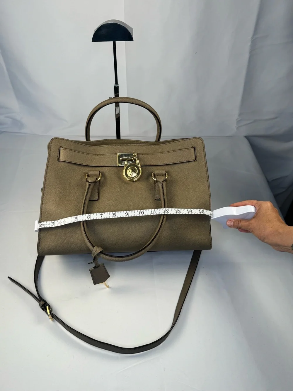 Michael Kors Taupe Leather Satchel with Gold Hardware